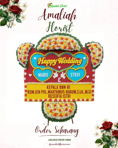 Karangan Papan Bunga Pernikahan di Diwak